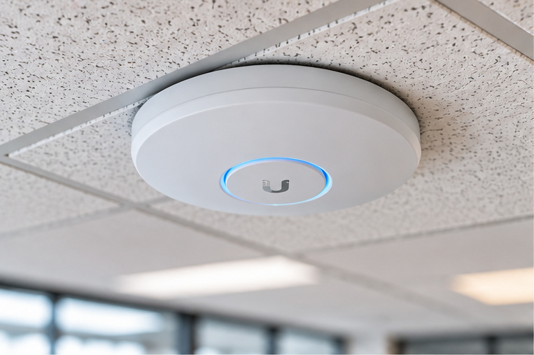 Ceiling-mounted WiFi access point in an office