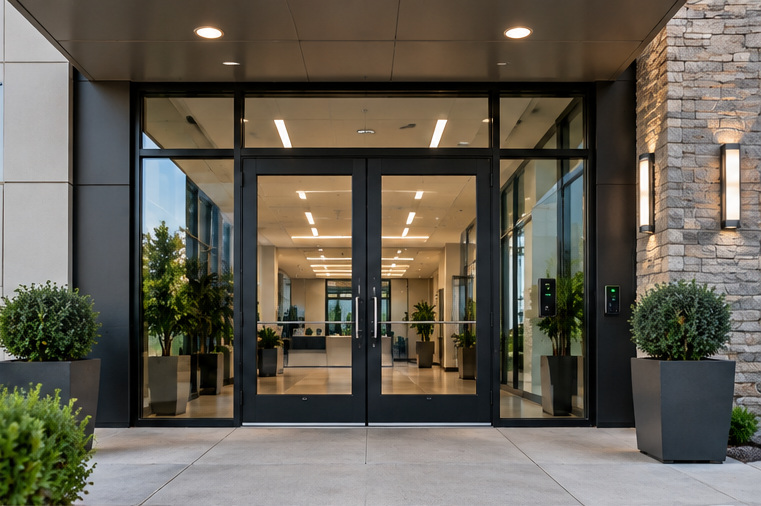 Secured commercial entrance with access control